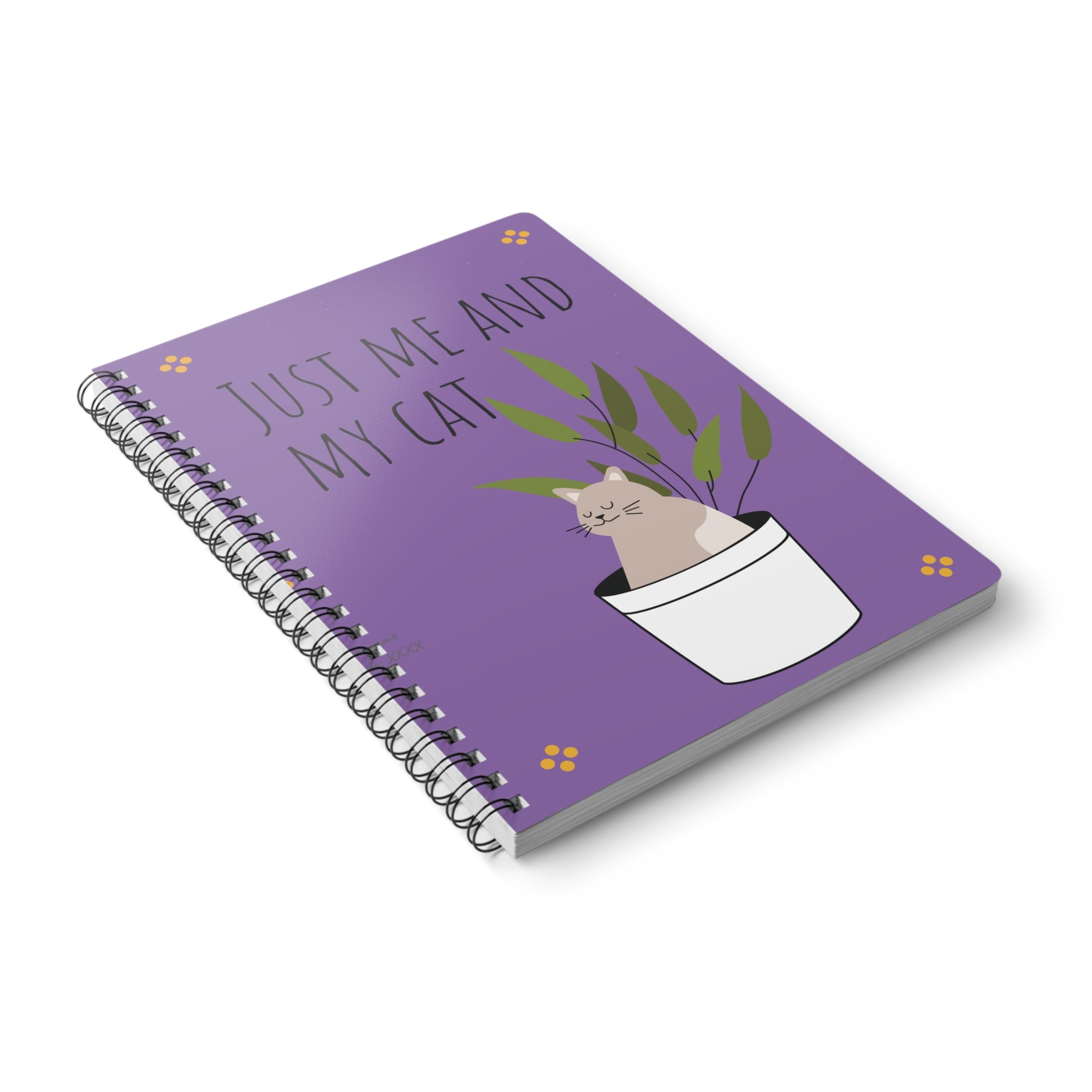 Just Me and My Cat A5 Spiral Notebook — Cute Cat Plant Journal